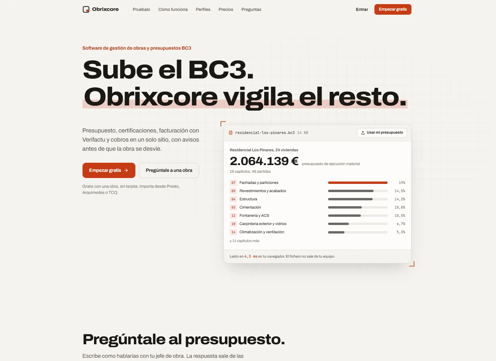 Portada de Obrixcore: sube el BC3 y Obrixcore vigila el resto