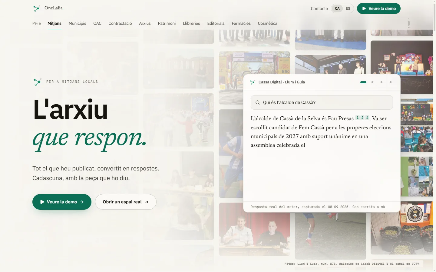 Portada de OneLalia: el archivo de un medio local que responde preguntas