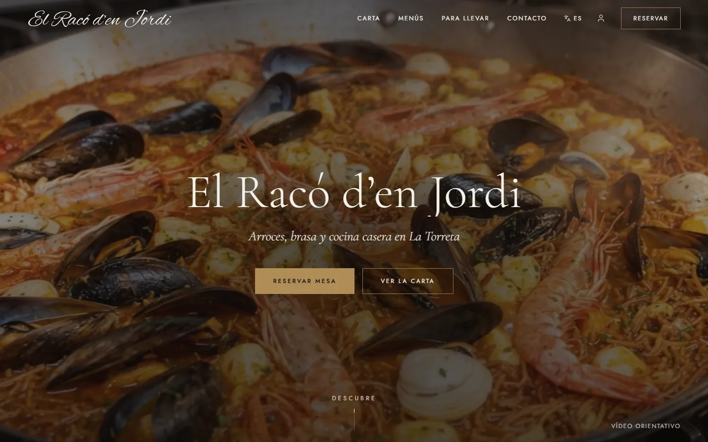 Portada de la web de El Racó d’en Jordi: arroces, brasa y cocina casera en La Torreta